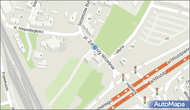 Katowice, Hallera Józefa, gen., 71, mapa Katowic