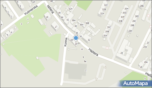 Katowice, Hallera Józefa, gen., 13, mapa Katowic