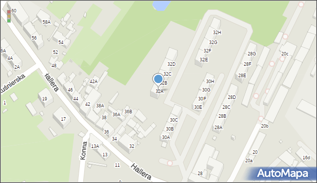 Katowice, Hallera Józefa, gen., 32A, mapa Katowic