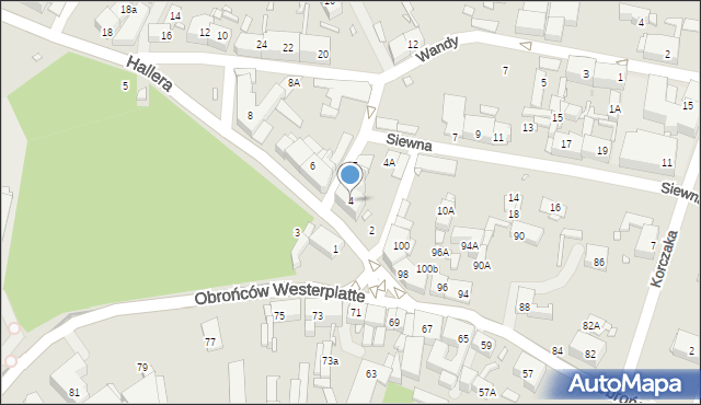 Katowice, Hallera Józefa, gen., 4, mapa Katowic