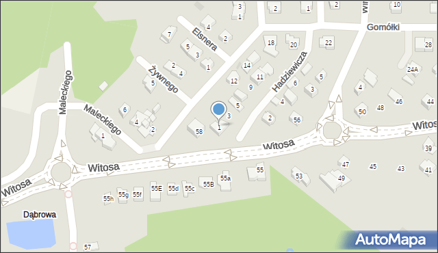 Kielce, Hadziewicza Rafała, 1, mapa Kielc