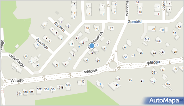 Kielce, Hadziewicza Rafała, 4, mapa Kielc