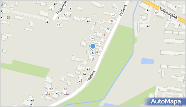 Kłobuck, Hallera Józefa, gen., 9a, mapa Kłobuck