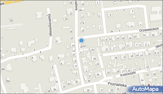 Kostrzyn, Hallera Józefa, gen., 13, mapa Kostrzyn