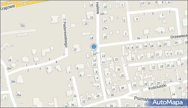 Kostrzyn, Hallera Józefa, gen., 14, mapa Kostrzyn