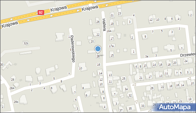 Kostrzyn, Hallera Józefa, gen., 18, mapa Kostrzyn