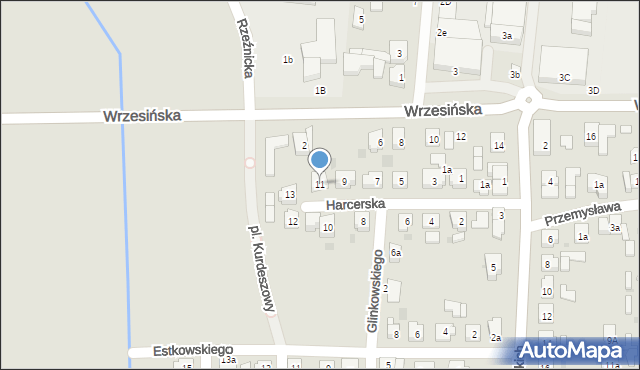 Kostrzyn, Harcerska, 11, mapa Kostrzyn