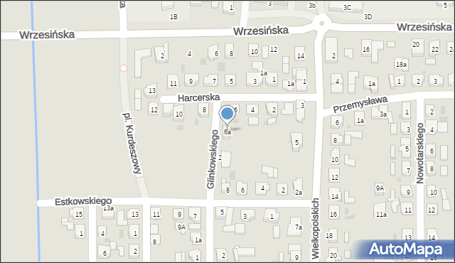 Kostrzyn, Harcerska, 6a, mapa Kostrzyn