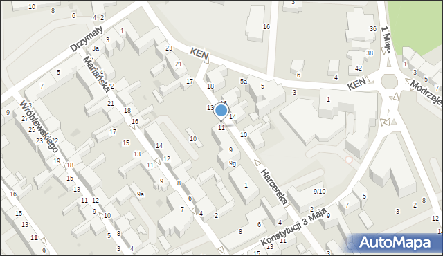 Koszalin, Harcerska, 11, mapa Koszalina