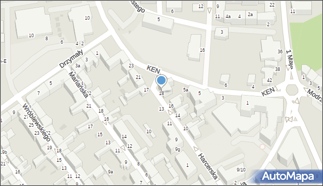 Koszalin, Harcerska, 18, mapa Koszalina