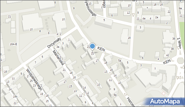 Koszalin, Harcerska, 21, mapa Koszalina