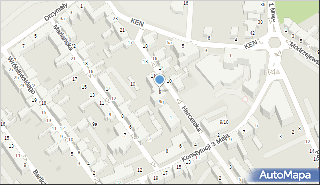 Koszalin, Harcerska, 9, mapa Koszalina