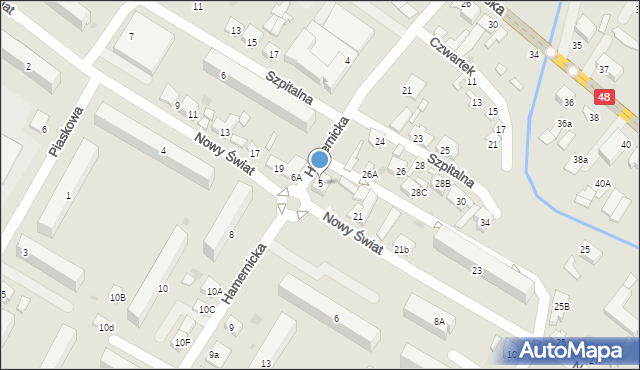 Kozienice, Hamernicka, 5, mapa Kozienice