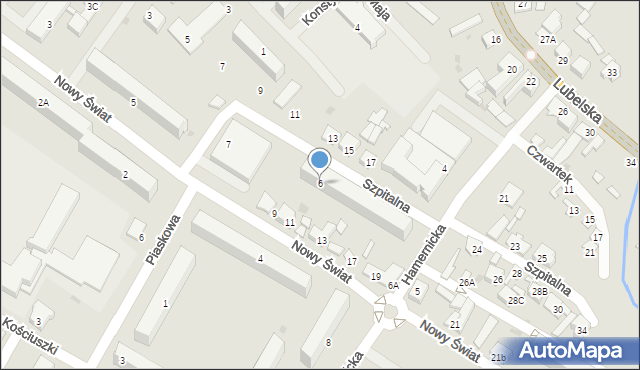 Kozienice, Hamernicka, 6, mapa Kozienice