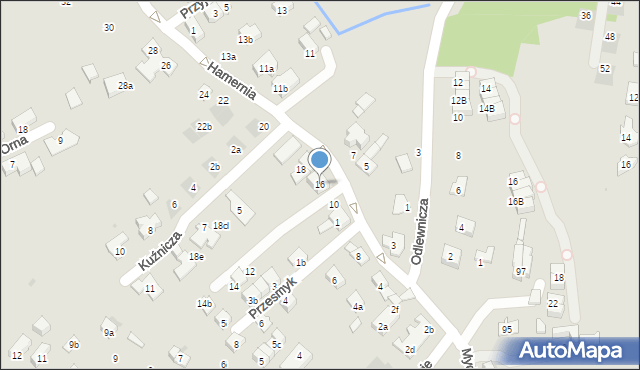 Kraków, Hamernia, 16, mapa Krakowa