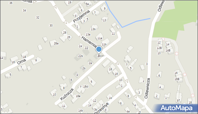 Kraków, Hamernia, 20, mapa Krakowa