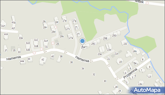 Kraków, Hamernia, 25A, mapa Krakowa