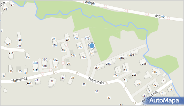 Kraków, Hamernia, 27l, mapa Krakowa