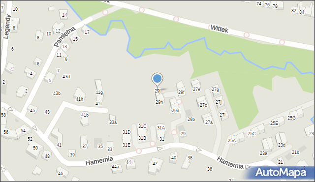 Kraków, Hamernia, 29j, mapa Krakowa