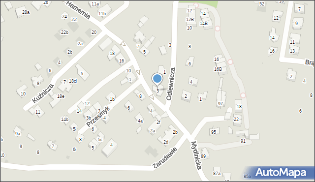 Kraków, Hamernia, 3, mapa Krakowa