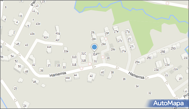 Kraków, Hamernia, 31A, mapa Krakowa