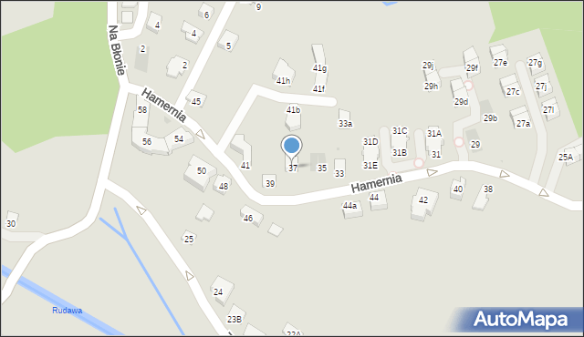 Kraków, Hamernia, 37, mapa Krakowa