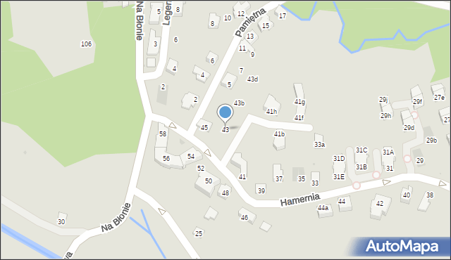 Kraków, Hamernia, 43, mapa Krakowa