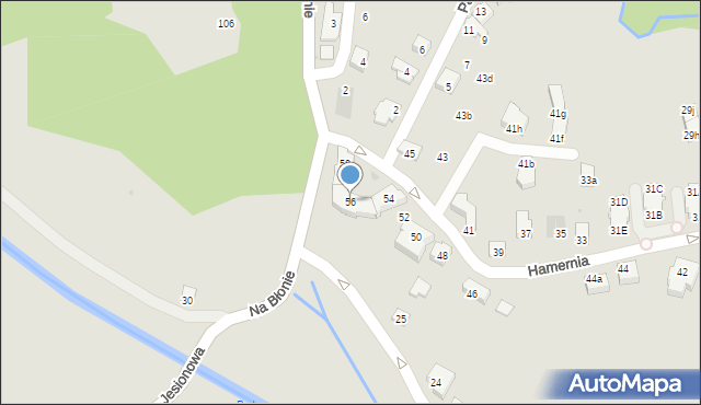 Kraków, Hamernia, 56, mapa Krakowa