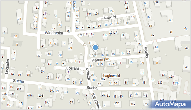 Kraków, Harcerska, 4, mapa Krakowa