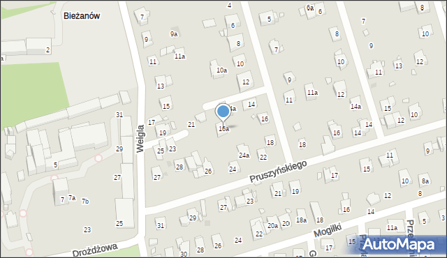 Kraków, Habeli Adama, 16a, mapa Krakowa