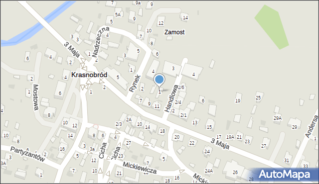 Krasnobród, Handlowa, 1, mapa Krasnobród