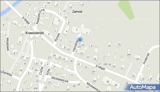 Krasnobród, Handlowa, 2/4, mapa Krasnobród