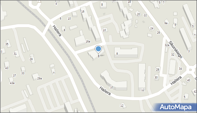 Krosno, Hallera Józefa, gen., 6, mapa Krosna