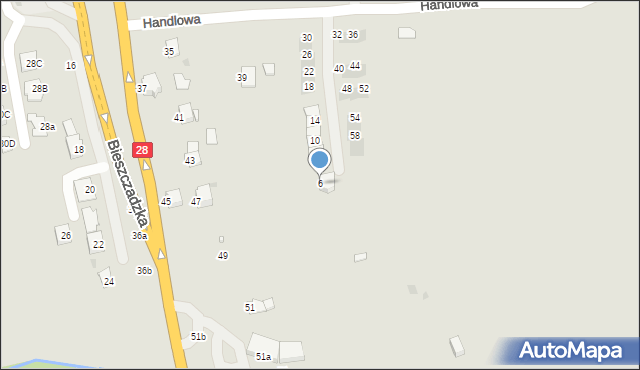 Krosno, Handlowa, 6, mapa Krosna