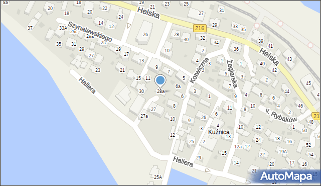 Kuźnica, Hallera Józefa, gen., 29a, mapa Kuźnica