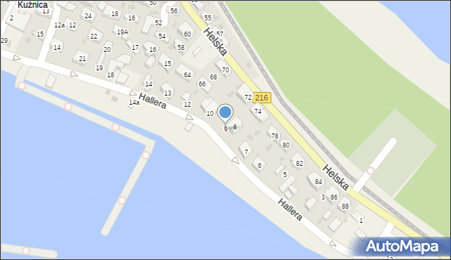 Kuźnica, Hallera Józefa, gen., 9, mapa Kuźnica