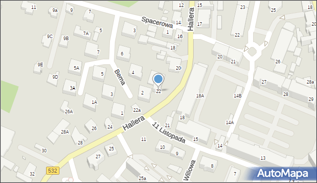 Kwidzyn, Hallera Józefa, gen., 22, mapa Kwidzyn