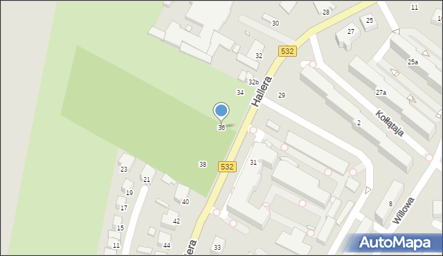 Kwidzyn, Hallera Józefa, gen., 36, mapa Kwidzyn