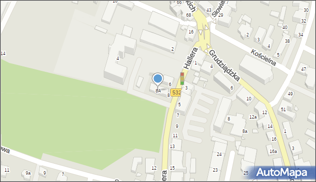 Kwidzyn, Hallera Józefa, gen., 8A, mapa Kwidzyn