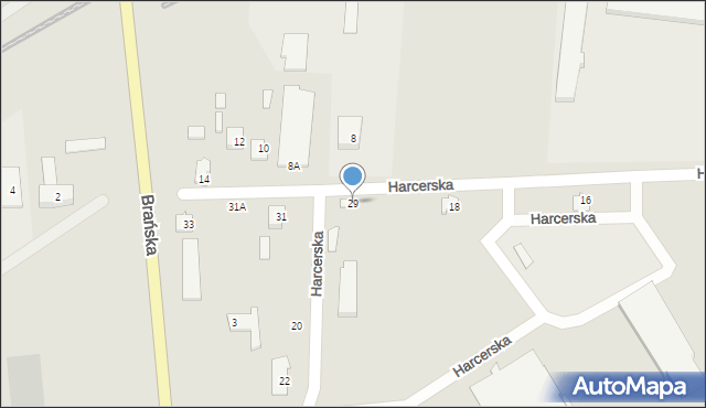 Łapy, Harcerska, 29, mapa Łapy