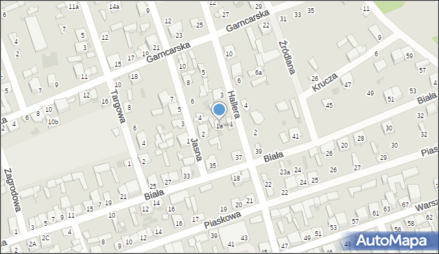 Łaskarzew, Hallera Józefa, gen., 1a, mapa Łaskarzew