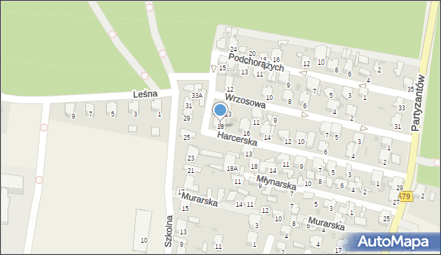 Leszno, Harcerska, 18, mapa Leszno