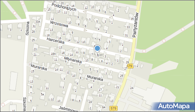 Leszno, Harcerska, 5, mapa Leszno