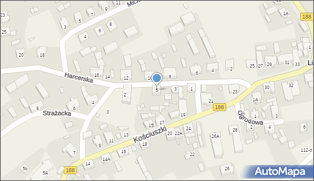 Lipka, Harcerska, 5, mapa Lipka