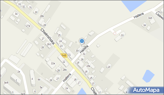 Lisewo, Hallera Józefa, gen., 30/2, mapa Lisewo