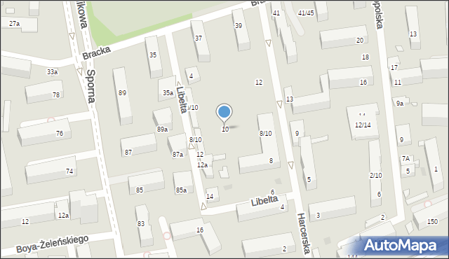 Łódź, Harcerska, 10, mapa Łodzi