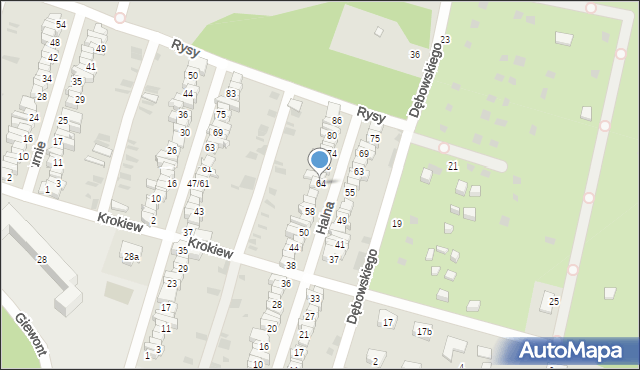 Łódź, Halna, 64, mapa Łodzi