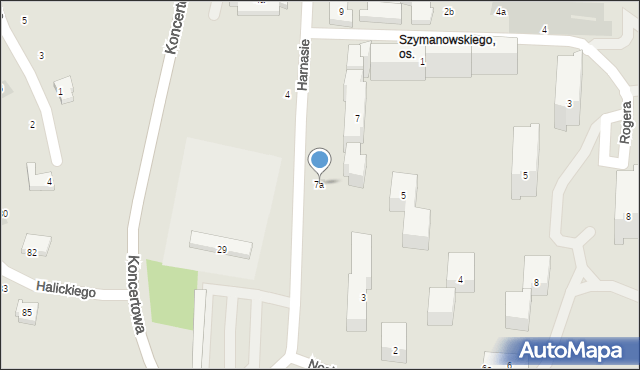 Lublin, Harnasie, 7a, mapa Lublina