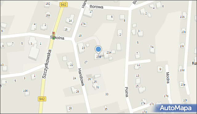 Meszna, Handlowa, 23B, mapa Meszna