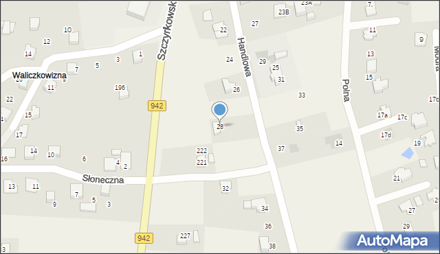 Meszna, Handlowa, 28, mapa Meszna